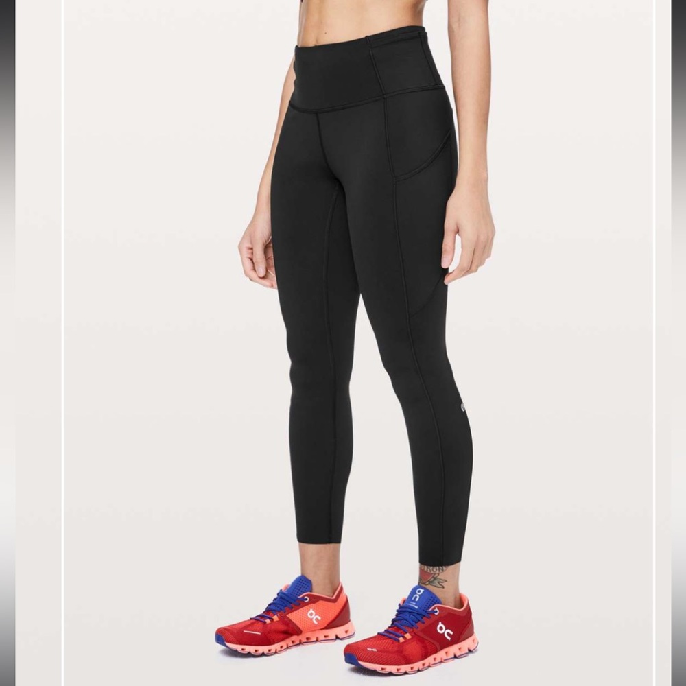 Lululemon Fast & Free 7/8 Tight II Black Nulux 25” Leggings size 10